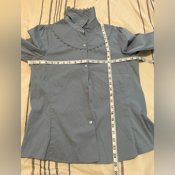 3. Theory Blue Blouse - Picture 4 of 14